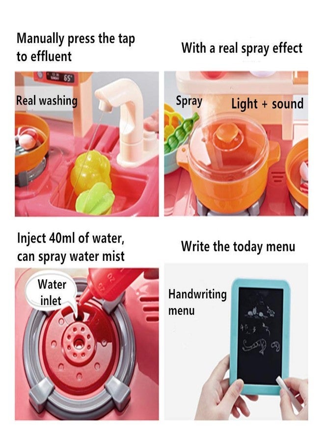 MANVI Kitchen Set For Kids Girl, Kitchen With Suitcase, Play Kitchen Set Pink Kids Kitchen Play Set Great Educational Toy Gifts For Girls (36 Pcs Kitchen Set) - Image 5